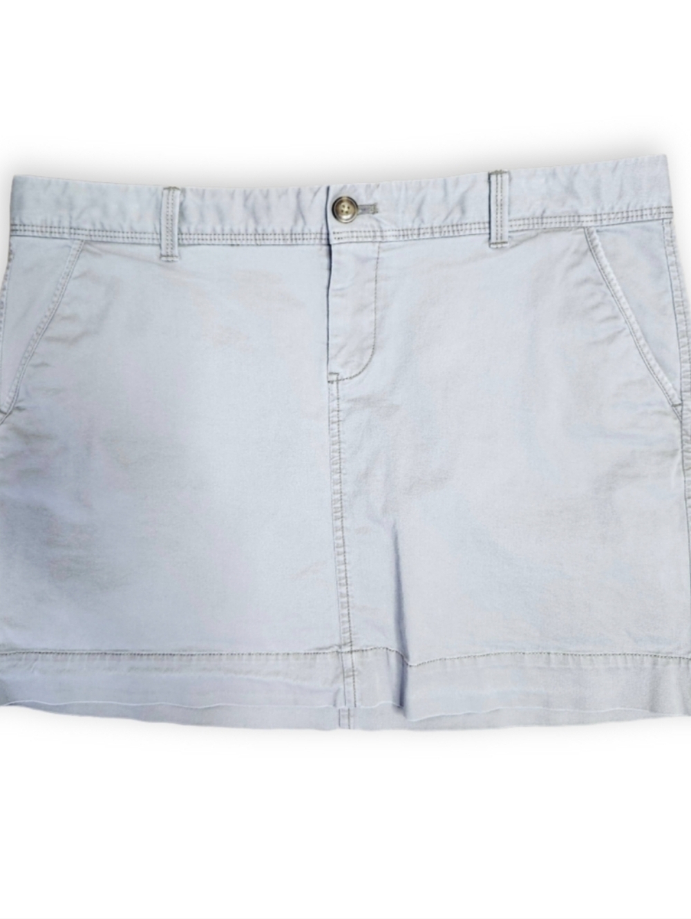 Old Navy Womens Y2K Mini Skirt Size 12 Grey Khaki Cotton Preppy Classic Academia